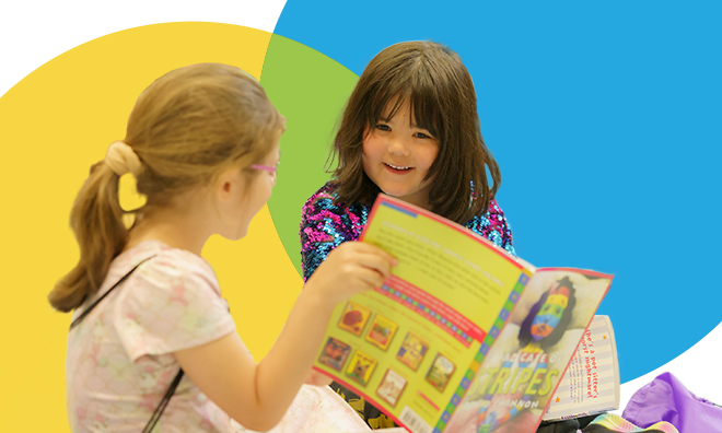 cute kids with colorful background