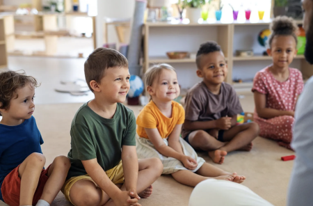 Kids sitting in a circle