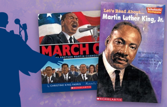 Two mlk books covers and MLKs silouette