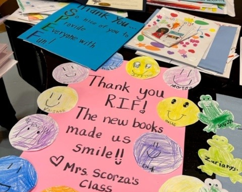 Teacher class thank you notes to RIF Stamford, CT