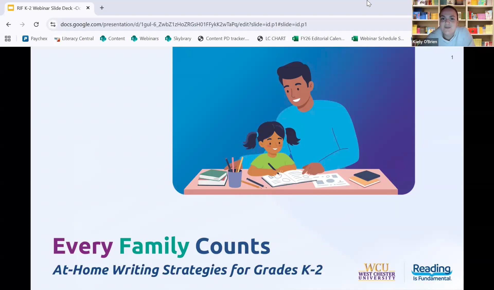 Screenshot of Every Family Counts webinar